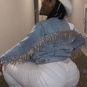 Rhinestone fringe Jean jacket